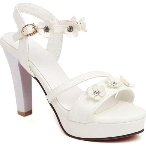 Big Size Floral sandals high heels sandals women shoes woman summer ladies