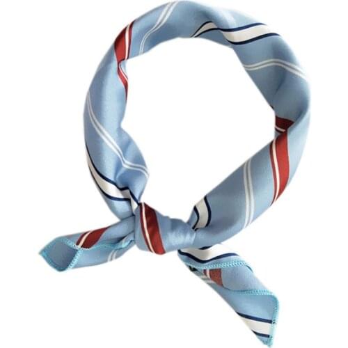 Silk Scarf Like Hair Wrapping Scarves Lightweight Small Square Neckerchief Breathable Digital Printed Shawls Night Sleeping Wrap