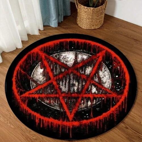Sigil of Baphomet Round Carpet Housewarming Gift Personalized Rug Satan Round Carpet Satanic Home Decor Big Rug for Living Room