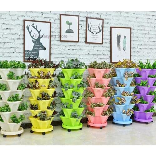 Stackable Three-dimensional Flowerpot Plastic Stackable Movable Vertical Flowerpot Garden Home Promotion