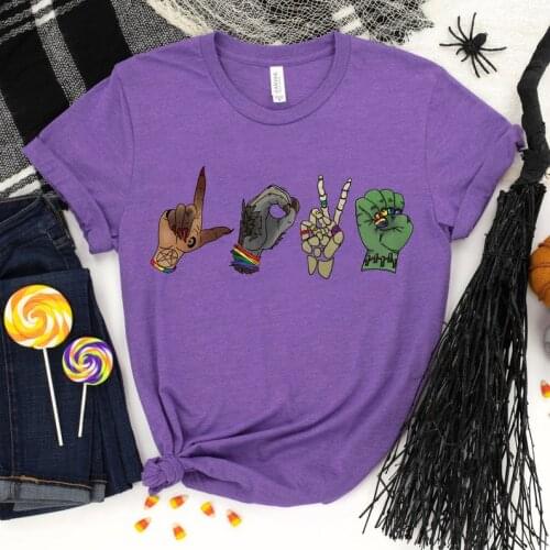 Halloween Monster Love Trick or Treat t-shirt Funny Halloween Shirt Fashion 100%Cotton O Neck Female Clothing Plus Size Casual