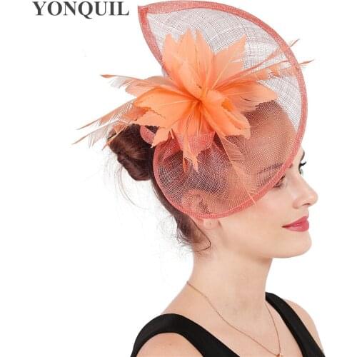 New Colors Feather Flower Wedding Hat Bride Mariage Fascinators Hats Headband For Women Formal Church Occasion Hair Accessories