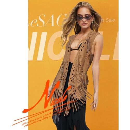 Suede tassel hollow thin outer wear vest female spring and autumn trend fashion new 2021 net red vest jacket denim vest