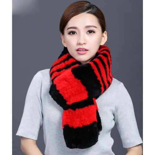 IANLAN Winter X-Long Scarves Womens Thickening Neckerchiefs Real Rex Rabbit Fur Muffler Ladies Knitted Fur Scarves IL00044