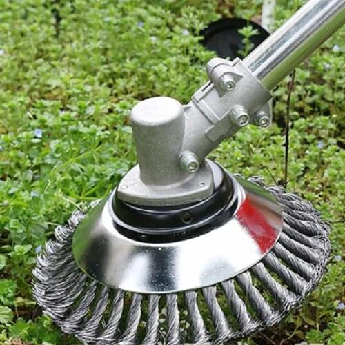 15cm Steel Wire Wheel Garden Weed Brush Lawn Mower Grass Eater Trimmer Brush Cutter Tools Garden Grass Trimmer Head Weed Brush