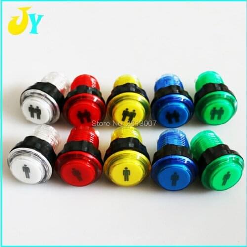 2PCS 12v LED Arcade Start button switch 1 & 2 Player 32mm Transparent plastic illuminated push button with micro switch
