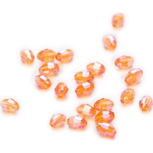 50 Piece Orange AB Color Olive Cut Faceted Crystal Glass Spacer Beads Jewelry Making 6-11mm