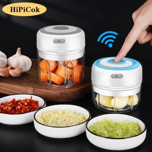 HiPiCok Electric Garlic Masher Food Chopper Vegetable Meat Grinder USB Wireless Garlic Crusher Mini Food Processor Kitchen Tools