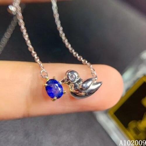 KJJEAXCMY fine jewelry 925 Sterling Silver inlaid natural sapphire exquisite girl new Pendant Necklace support test