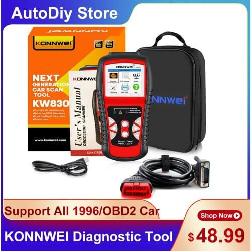 KONNWEI KW830 12V Diagnostic Tools OBDⅡ/EOBD AUTO Car Scanner Battery Tester Support All 1996 And OBD2 Vehicles Multi-Lanuages