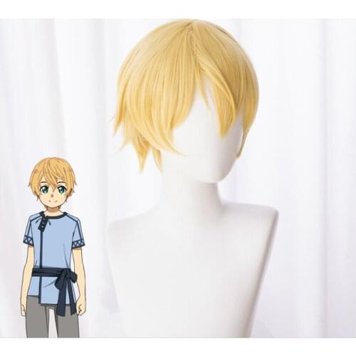 Sword Art Online Alicization Cosplay Eugeo Wig Hair SAO Eugeo Synthesis Thirty-two Yellow Wig Hair Cosplay Props