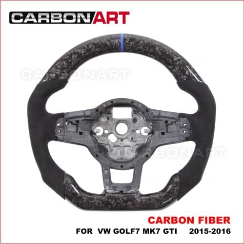 Forged Carbon Fiber Flat Bottom racing style Steering Wheel For VW golf7 mk7 gti replacement carbon fiber steering wheel