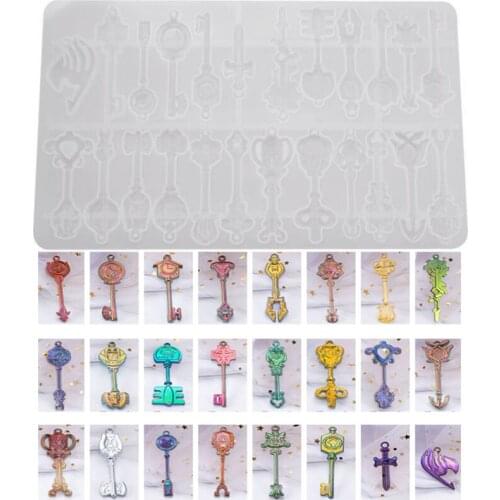 Crystal Epoxy Resin Mold Tray Key Pendant Casting Silicone Mould DIY Crafts Jewelry Making Tools