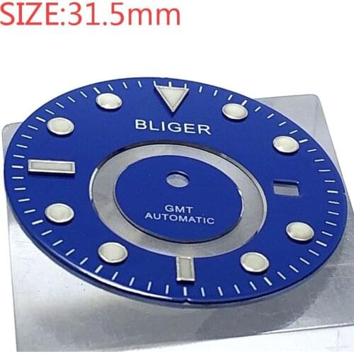 BLIGER 31.5mm mens watch dial is suitable for Miyota-DG-2813-3804 case automatic movement dials blue