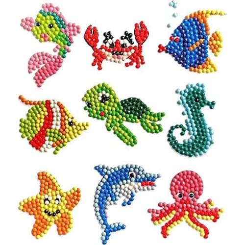 5D Diamond Painting Kits for Kids DIY Easy Cartoon Diamond Paint by Numbers Handmade Sticker Arts and Crafts for Children