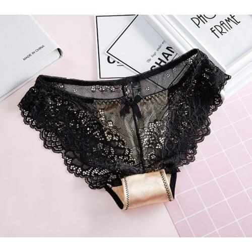 New Sexy Satin Lace Panties Womens Underwear Transparent Sheer Lace Briefs Tangas Knickers Soft Sheer Brief Womens Panty