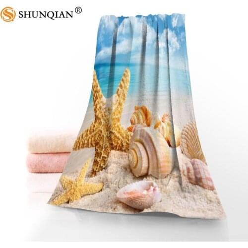 New Custom Beach Shell Towel Printed Cotton Face/Bath Towels Microfiber Fabric For Kids Men Women Shower Towels