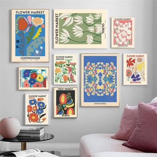 Cartoon Flower Poster Home Decor Modern Art Watercolor Picture Wall Art Canvas Painting Nordic Bright Prints for Domitory Design