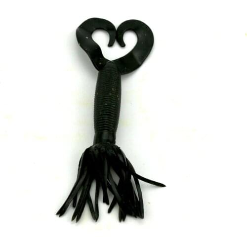 Big Sale 10pcs Twin Tail Black Worm Lures Artificial Rubber Loach Worm Soft Bait Fishing Tackles Crap Soft Fishing Lure11cm 7.5g