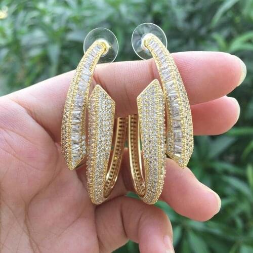 ModemAngel Luxury Brand Ear Drops Copper Material CZ Stone Micro Pave Setting Ladies Earring Jewelry For Women