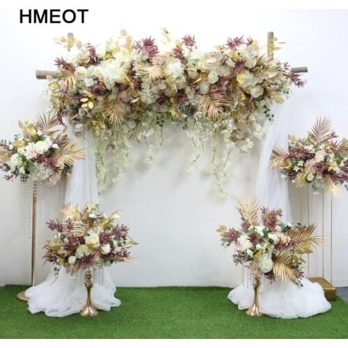 Christmas wedding custom golden mixed plants artificial flower row flower ball home family party decor fake flower accessories