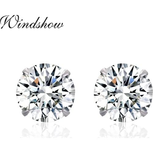 925 Sterling Silver Four Claw Round AAA CZ Stud Earrings For Women Girls Men Jewelry Kolczyki Simple Orecchini Aros Aretes 4-6mm