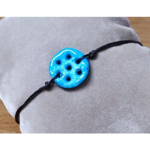 Stone Blue Evil Eye Bead Hand Knit Rope Bracelet in Different Colors And Adjustable Size