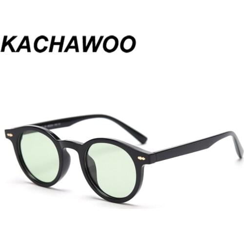 Kachawoo retro sunglasses men polarized green yellow round sun glasses female accessories decoration colorful lens Korean style