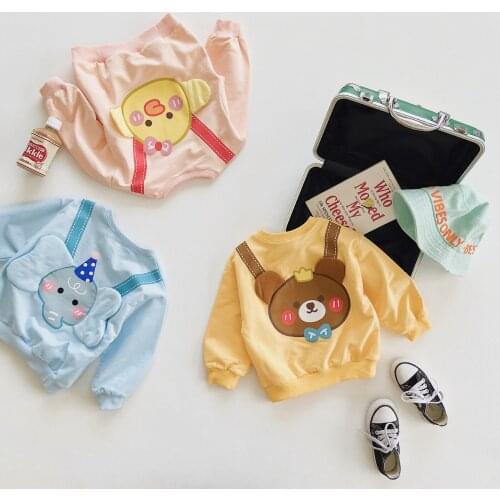 2021 Girls Sweatshirt Cartoon Bear Elephant Chicken Cute Animal Design Pullover Kids Tops 90-140