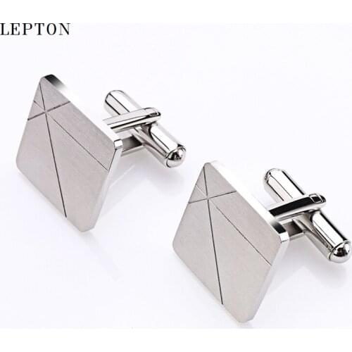 Hot Silver color square brush cufflinks for mens shirt Cuffs suit clasp Clamp clip business wedding cufflinks Tie Clips