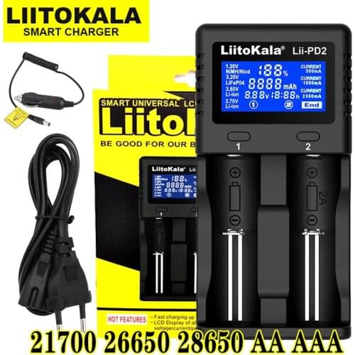 Liitokala Lii-PD4 PL4 PD2 18650 3.7V Li-ion charger 1.2V NiMH battery21700 18350 18500 AAA LiFePO43.2V 3.85V cargador 26650