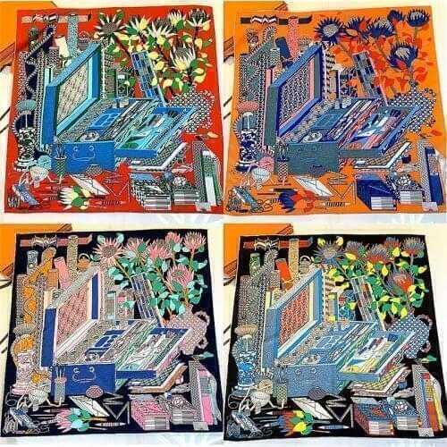 Women Fashion Hand-rolling learning pencil stationery Neck Shawl Scarf Scarves Wrap Stole Warm Gift Autumn Spring satin bandana