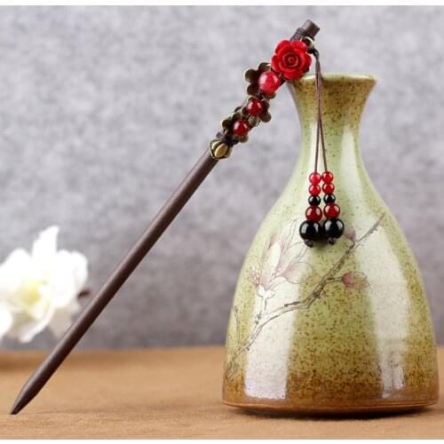 Vintage Wood Flower Hairpin For Women Antique Hair Stick For Girl Hair Clip Costume Chinese Hair Accessories Hair Pins заколки