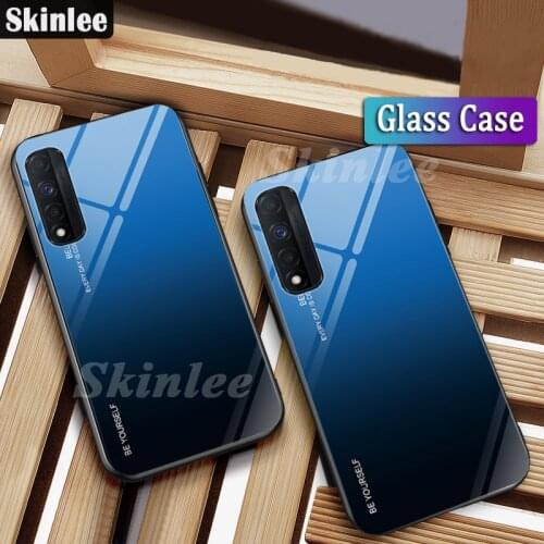 Skinlee For Realme Narzo 30 5G Case Gradient Color Tempered Glass Hard Shockproof Cover For Realme 7 4G Case Funda