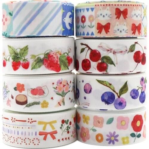 10 Yards 1" 25MM Fruit Flower Printed Ribbon For Hair Bows DIY Crafts Handmade Accessories Y2021030901
