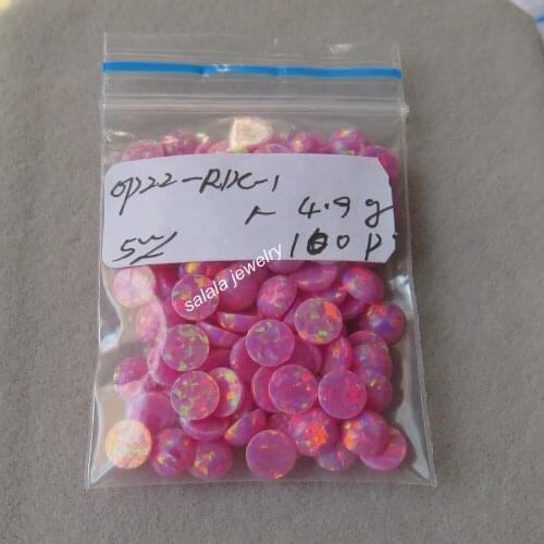 100pcs/lot OP22 Rose Pink Fire Opal 5mm Round Opal Synthetic Round Cabochon Opal Round Opal Cabochon Stone for Jewelry