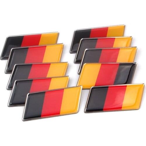10x Aluminum Germany German Flag Rear Emblem Badge Decal Decors Sticker Fit For Audi Opel Porsche VW MK7 MK6 Golf Car Styling
