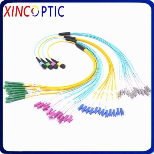 12F MPO Female-12xLCUPC 2.0mm Fanout Fiber Optic Patch Cord,SMF MM OM3 OM4 12Core F MPO-LC 3M Fiber Jumper Cable,L:3M (2M+1M)