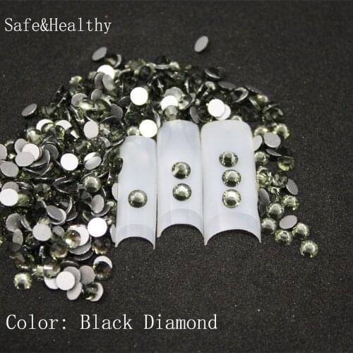 1440 pcs/Pack SS3-SS34 Black Diamond Nail Art Decorations Rhinestones For 3d Charm Glass Flatback Non Hotfix DIY Nails