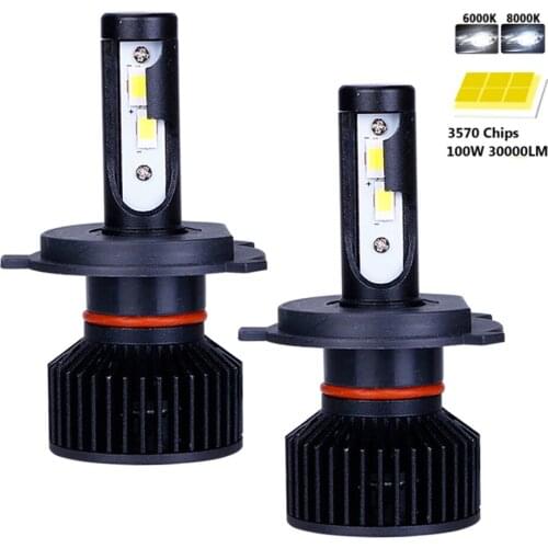 2Pcs Mini H4 H7 LED Car Headlight Bulbs Canbus LED H1 H11 9005 9006 CSP Chips 100W 30000LM 6000K 12V Auto Headlamp Light Bulbs