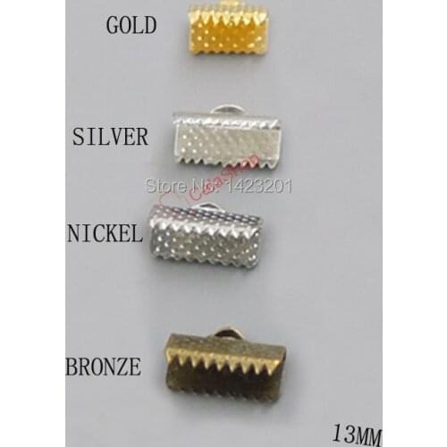 200 pcs / Lot 1/2" 13mm Ribbon Pock Clamps Ribbon Crimp Ends and Cord Clamps Ribbon Crimp Ends
