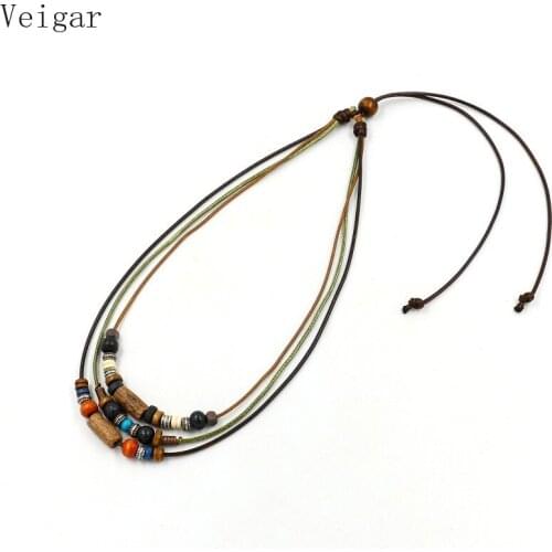 2018 Bohemian Handmade Long Necklaces & Pendants Wood Beads Multilayer Necklace Women Statement Necklace Beaded Fine Jewelry