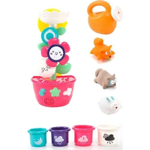 Bathing Playing Toy Sandbox Table with Watering Pot Interactive Beach Game Bathing Time Toy Water Spraying Accessories