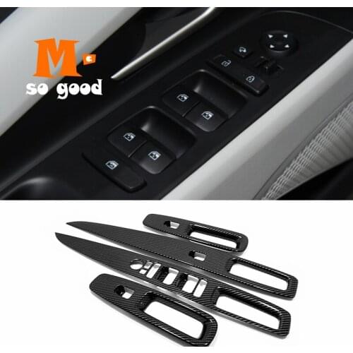 ABS Carbon 4pcs for Hyundai Elantra 2020 2021 Car armrest Door Window Glass Lift switch button control frame styling accessories