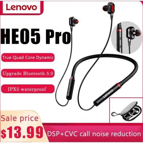 Lenovo HE05 Pro Bluetooth headset sports neck-mounted earplugs HiFi active noise reduction wireless headset IPX5 waterproof