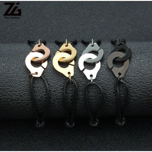 ZG Handcuff Bracelet For Women Men Rope Bracelet Stainless Steel Lovers Bracelet
