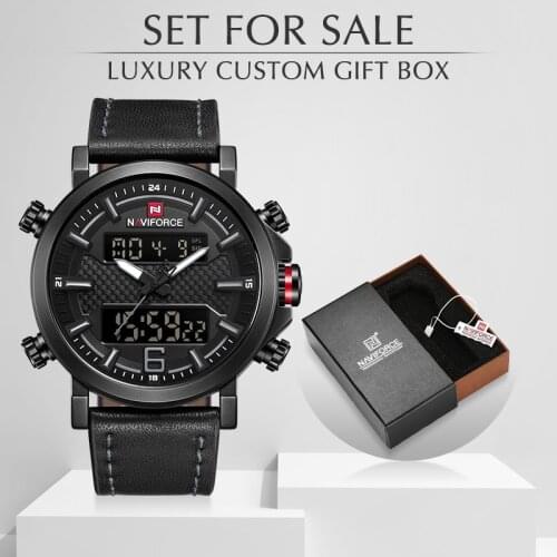 NAVIFORCE Mens Watches Quartz Sports Clock Luxury Men Watch With Box Set For Sale Male Leather Waterproof Military Wrist Watch