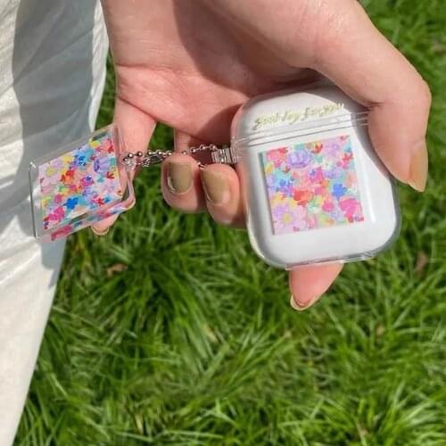 For AirPods Pro Case Luxury Cute Flower Decoration Box Transparent Anti-Fall Case For AirPods Case 1 2 Bluetooth Protective Case