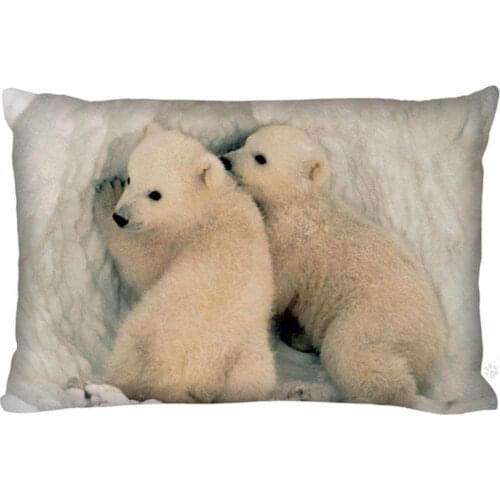 Custom Pillowcase polar bear rectangle Zipper Pillow Throw Pillow Case Cover 45x35cm (One Side) Printed decorative pillowcase