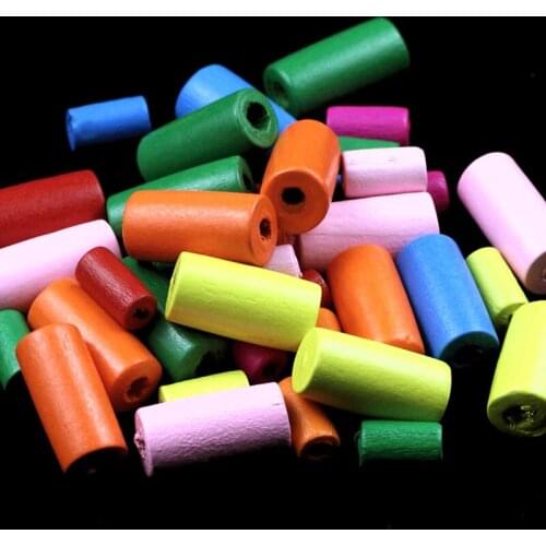 RBFHYER 6/10mm Colorful Cylinder Wooden Spacer Beads Natural Wood MixedColor Loose Bead For Jewelry Bracelet Handmade Making DIY